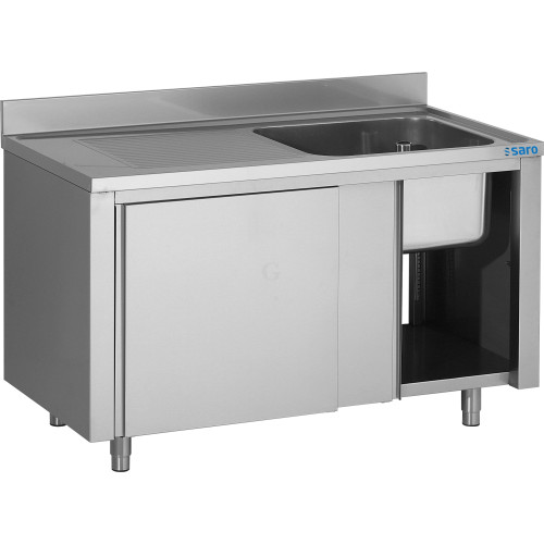 SARO Spülschrank mit Schiebetüren 1200mm, 1 Becken rechts