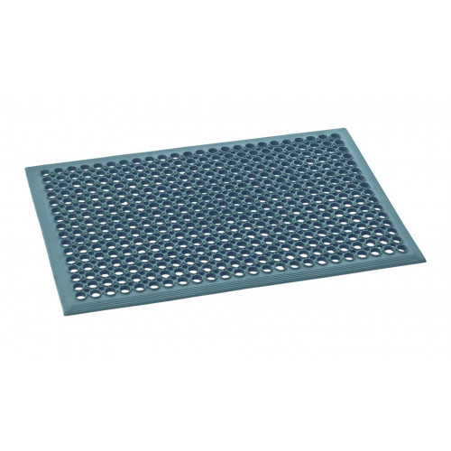 WAS Fußbodenmatte 90 x 60 x 1,2 cm schwarzperforiert Gummi