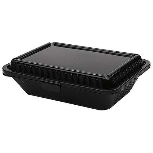 Contacto Eco-Takeouts Behälter, flacher Deckel, schwarz