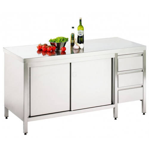 Edelstahl Arbeitsschrank mit Schubladenblock Serie Variabel-30
