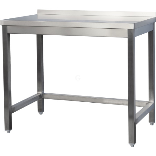 Edelstahl Arbeitstisch mit Aufkantung verschweißt, Bautiefe 700 mm, ohne Grundboden, AISI 304, 1500 x 700 x 850