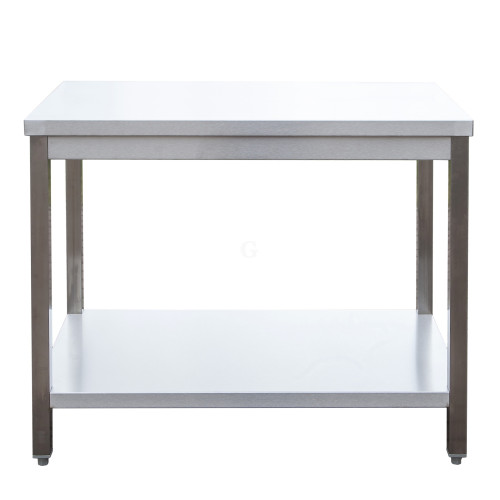 Edelstahl Arbeitstisch verschweißt, Bautiefe 700 mm, mit Grundboden, AISI 304, 2500 x 700 x 850