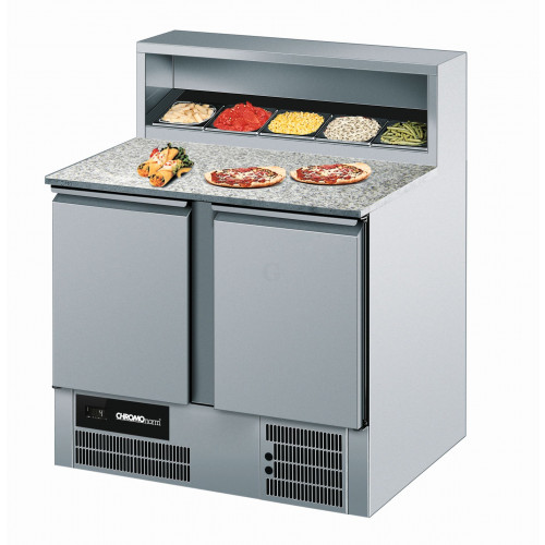 CHROMOnorm Edelstahl Pizzatisch mit 2 Türen