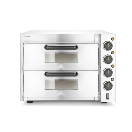 Hendi Doppeldeck-Pizzaofen 3000W, Silber, 50/350˚C, 230V/3000W, 580x560x(H)435mm