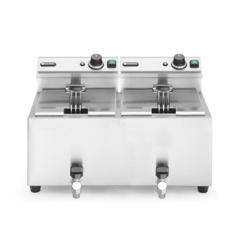 Hendi Friteuse Profi Line - mit Ablasshahn 2x8 l, Profi Line, 16L, 230V/3500W, 605x515x(H)350mm