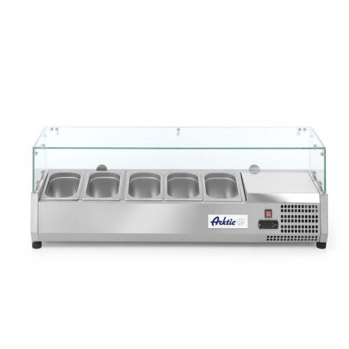 Hendi Aufsatz-Kühlvitrine Gastronorm 1/4, 5x GN 1/4, -2/8˚C, 230V/180W, R600a, 1205x335x(H)430mm