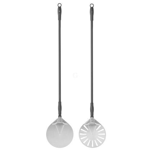 Hendi Edelstahl Pizzaschaufel, rund, perforiert, 230 x 1200 mm perforiert