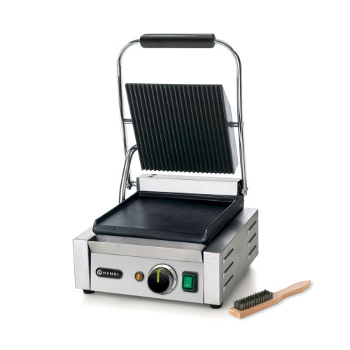 Hendi Kontaktgrill - Einzelversion, oben gerillt, unten glatt, 230 V / 1,8 kW, 310 x 370 x (H) 210 mm