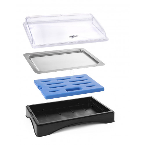 Hendi Rolltop-Präsenter gekühlt - GN 1/1, Set inkl, Kühlelement, 555x357x(H)175mm
