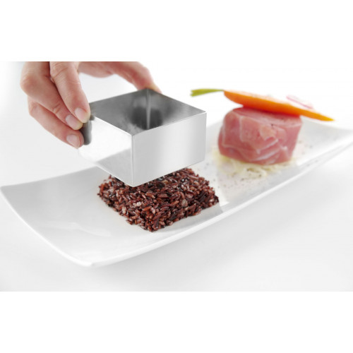 Hendi Speiseringe und Stampfer, quadratisch, Speisering, 80x80x(H)45mm