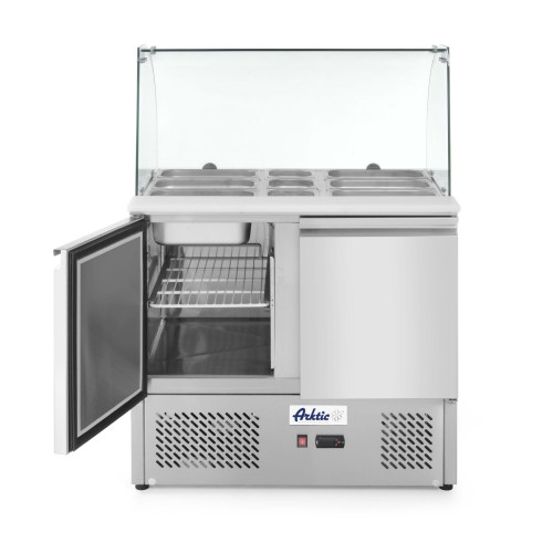 Hendi Kühltisch, zweitürig mit Glasdisplay 300L, -2/8˚C, 230V/310W, R600a, 900x700x(H)1300mm