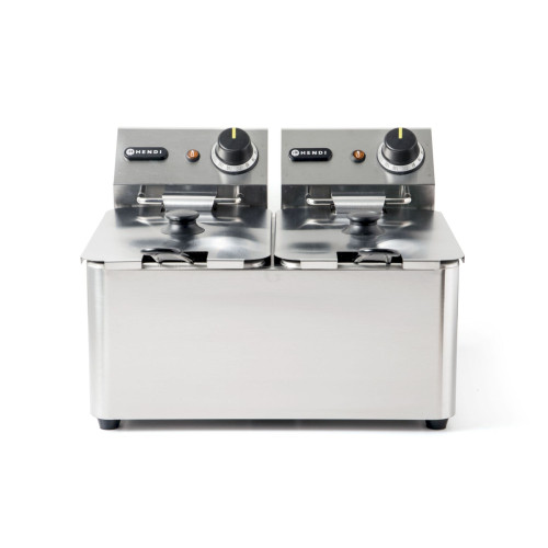 Hendi Friteuse Kitchen Line - 2x4L, 8L, 50/190˚C, 230V/6000W, 470x380x(H)330mm