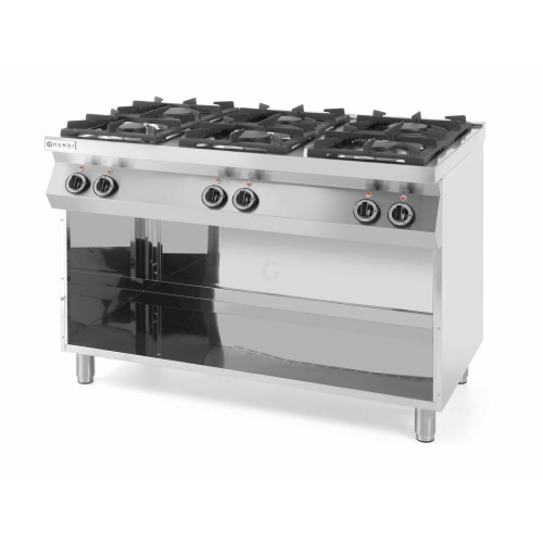 Hendi Gaskocher Kitchen Line 6 Brenner mit offenem Unterbau, 28,5 kW, 1200 x 700 x (H) 900 mm