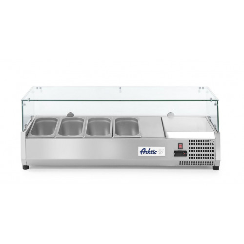 Hendi Aufsatz-Kühlvitrine Gastronorm 1/3, 4x GN 1/3, -2/8˚C, 230V/180W, R600a, 1205x395x(H)430mm