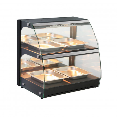 Hendi Warmhaltevitrine mit Quarzheizung, 2 Regalböden, 230V/560W, 650x467x(H)630mm