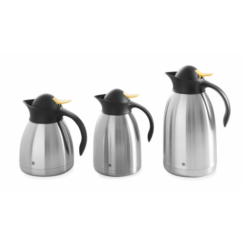 Hendi Isolierkanne mit gelber Druckknopfkappe, 1,5 L, ø 145 x (H) 230 mm