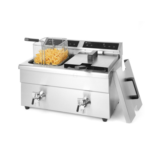 Hendi Induktionsfritteuse - mit Ablasshahn 2x8 l, Profi Line, 16L, 230V/7000W, 580x485x(H)406mm