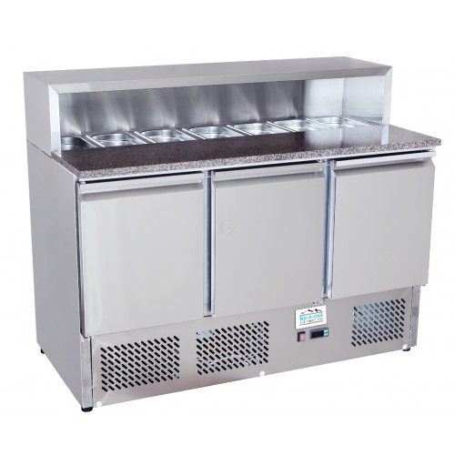 Atosa ICE3854GR 3 Türige Pizza Saladette mit Granitplatte 8 x GN1/6