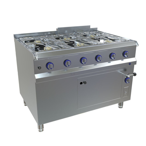MKN Optima 850 Gas Herd 6-flammig mit Gas-Backofen 2/1 GN