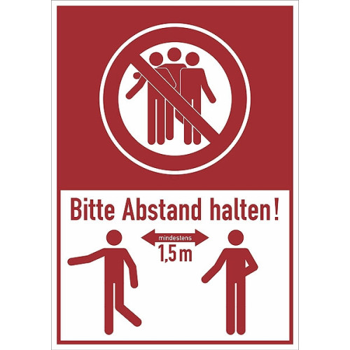 Contacto Schild "Bitte Abstand halten", Kunststoffplatte, einfarbig