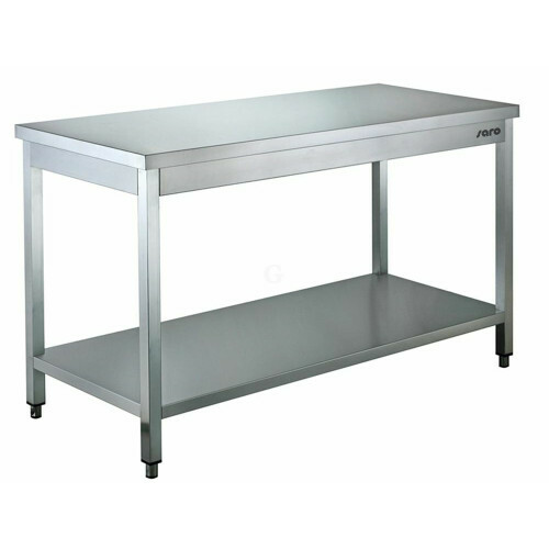 SARO Edelstahltisch, mit Unterblatt - 700 mm Tiefe, 2000mm