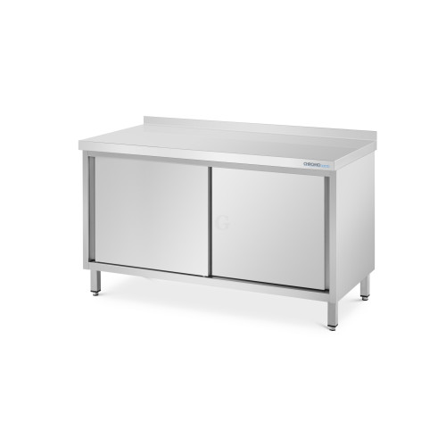 CHROMOnorm Arbeitsschrank mit Schiebetüren-mit Aufkantung-1600 mm-700 mm-30