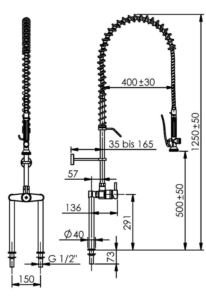 Echtermann TOP CLEAN Geschirrspülbrause mit Spültisch-Einhebelmischer ...