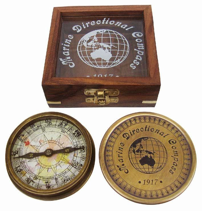 3,5 cm Höhe 1,5 cm Messing Kompass maritim mit Deckel Ø 