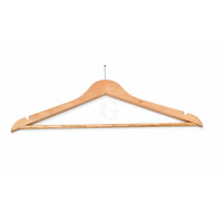 WAS Hotel Kleiderbügel mit Einkerbungen und Steg  44,5 x 1,2 x 23 cm Holz natur