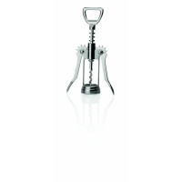 WAS Hebelkorkenzieher mit Flaschenöffner 17 cm Messing verchromt