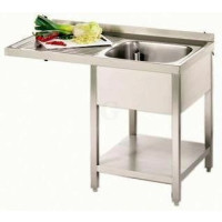 Gastro-Steel Edelstahl Spülcenter mit 1 Becken links, Abtropffläche hinten aufgekantet 1200 x 700 mm