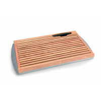 WAS Brotschneidebrett mit Edelstahlkrümelschale,48 x 25,5 x 3,5 cm Holz-20