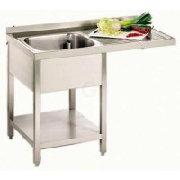 Gastro-Steel Edelstahl Spülcenter mit 1 Becken links, Abtropffläche hinten aufgekantet 1200 x 600 mm