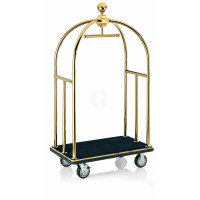 WAS Gepäckwagen 112 x 61 x 186 cm goldfarben schwarzer Teppich Edelstahl-20