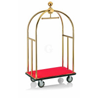 WAS Gepäckwagen 112 x 61 x 186 cm goldfarben roter Teppich Edelstahl-20