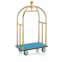 WAS Gepäckwagen 112 x 61 x 186 cm goldfarben blauer Teppich Edelstahl-20