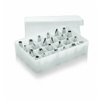 WAS Spritztüllen Set mit 24 Tüllen 17 x 11,5 x 4,5cm Edelstahl