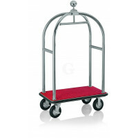 WAS Gepäckwagen 113 x 62 x 191 cm silberfarben gebürstet roter Teppich Edelstahl