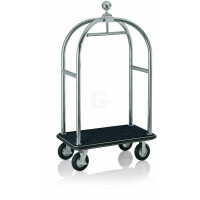 WAS Gepäckwagen 113 x 62 x 191 cm silberfarben gebürstet schwarzer Teppich Edelstahl