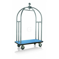 WAS Gepäckwagen 112 x 61 x 186 cm silberfarben gebürstet blauer Teppich Edelstahl-20