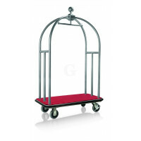 WAS Gepäckwagen 112 x 61 x 186 cm silberfarben gebürstet roter Teppich Edelstahl-20