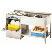 Gastro-Steel Edelstahl Spülcenter mit 2 Becken rechts, Arbeitsplatte hinten aufgekantet 1800 x 600 mm