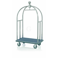 WAS Gepäckwagen 112 x 61 x 186 cm silberfarben schwarzer Teppich Edelstahl-20