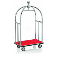 WAS Gepäckwagen 112 x 61 x 186 cm silberfarben roter Teppich Edelstahl-20