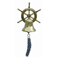 SeaClub Glocke mit Steuerrad-Wandhalterung blauen Bändsel