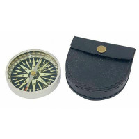 SeaClub Kompass Vernickelt im Lederetui