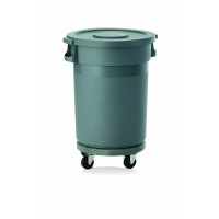 WAS Abfallbehälter mit Transporttrolley und Flachdeckel 80 Liter Ø 41 cm Polypropylen-20