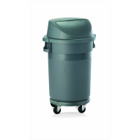 WAS Abfallbehälter mit Transporttrolley und Pushdeckel 120 Liter Ø 46 cm Polypropylen-20