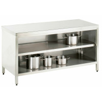 Edelstahl Arbeitsschrank mit Grund und Zwischenboden vorne offen Serie Variabel-20