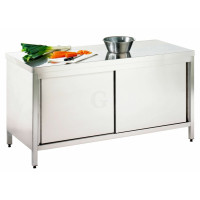 Edelstahl Arbeitsschrank mit Grund-, Zwischenboden und Schiebetüren Serie Variabel-20